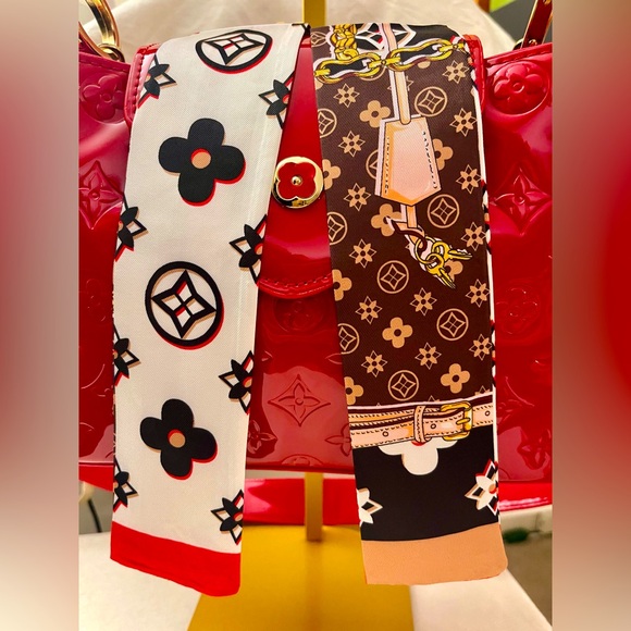 Monogram Patterned Twilly Bandeau Scarf Mixed Colors - Picture 3 of 8